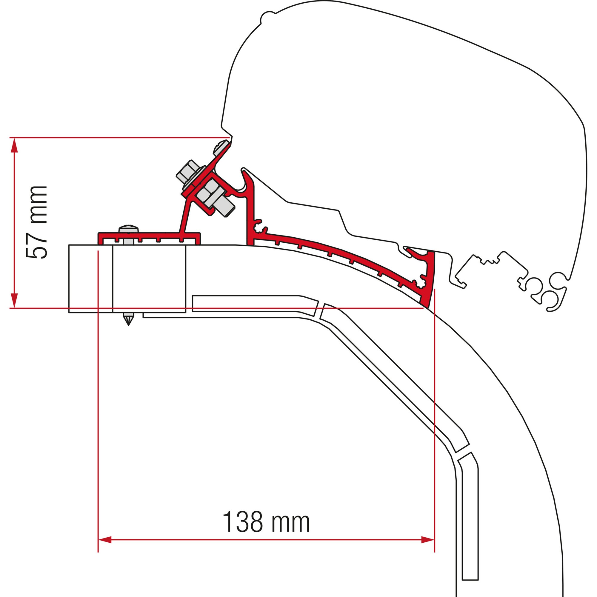 Markisenadapter Kit Arca, Mobilvetta K-Yacht für F80/F65