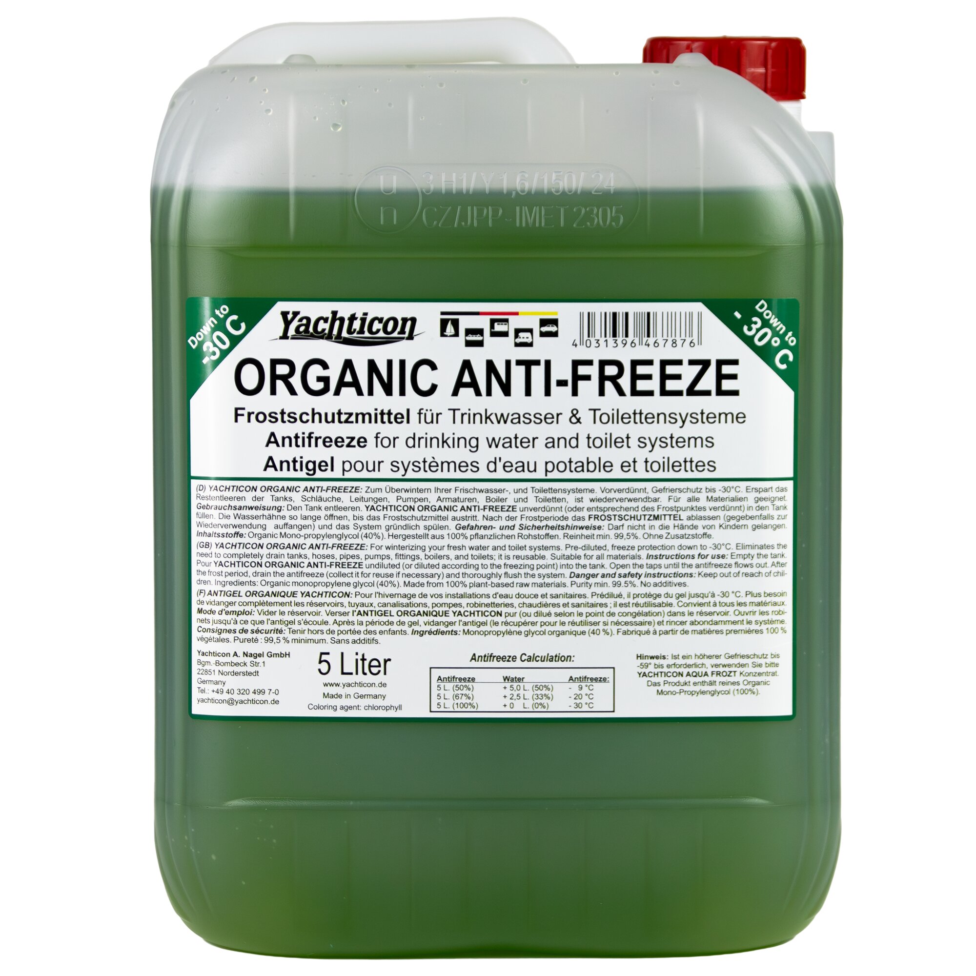 Frostschutzmittel Organic Anti-Freeze für Trinkwasser- und Toilettensysteme 5 l