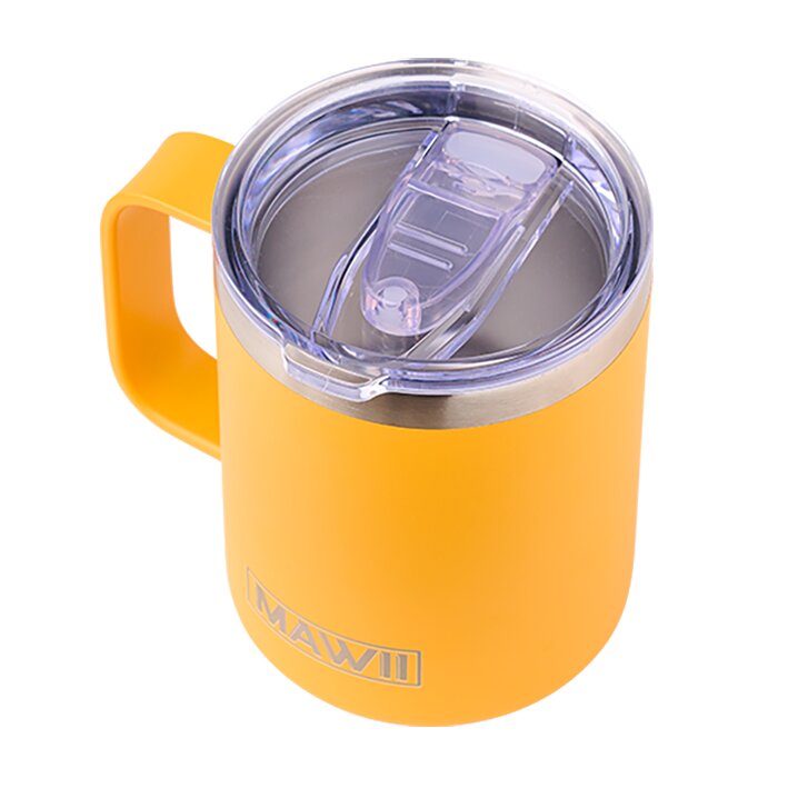 Edelstahl Becher mit Henkel, 350 ml, gelb