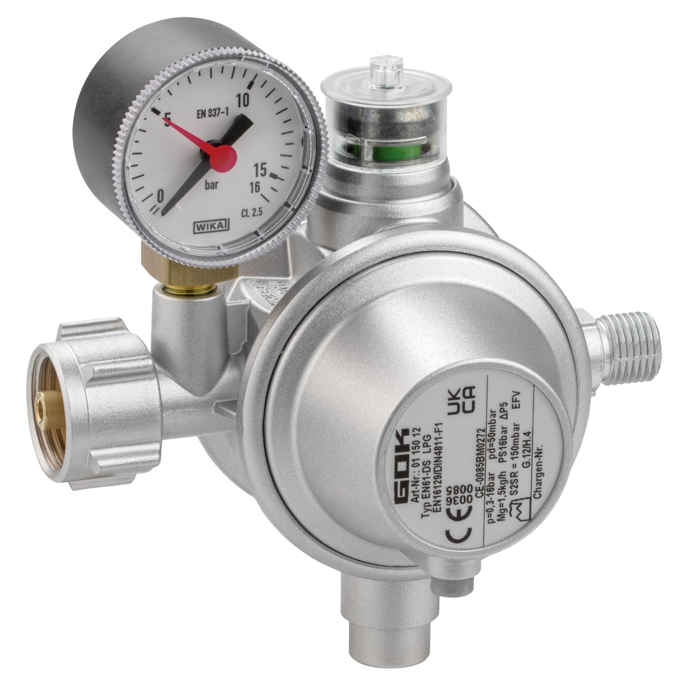 Gasregler 1,5 kg/h KLF x G1/4LH-KN UEDS SBS Man.