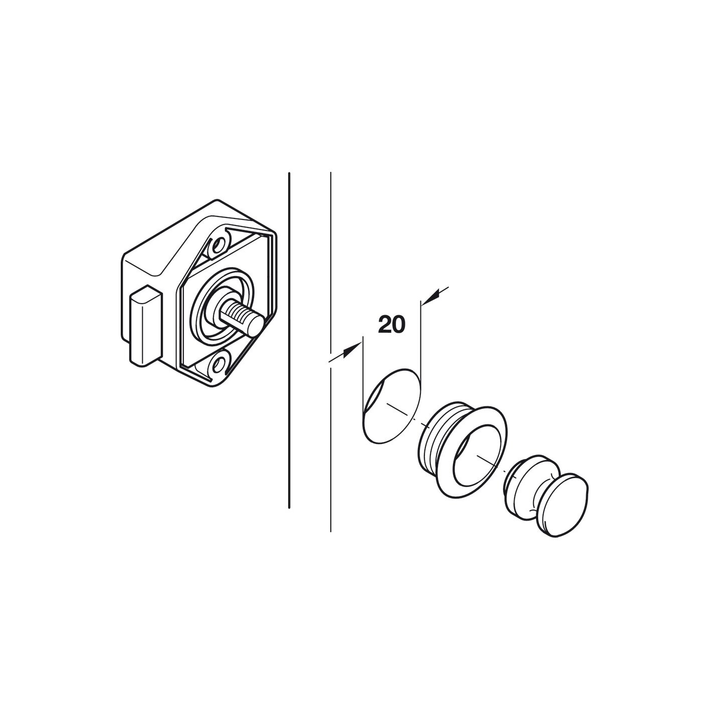 Aufschraub-Riegelschloss Push-Lock Mini, silber