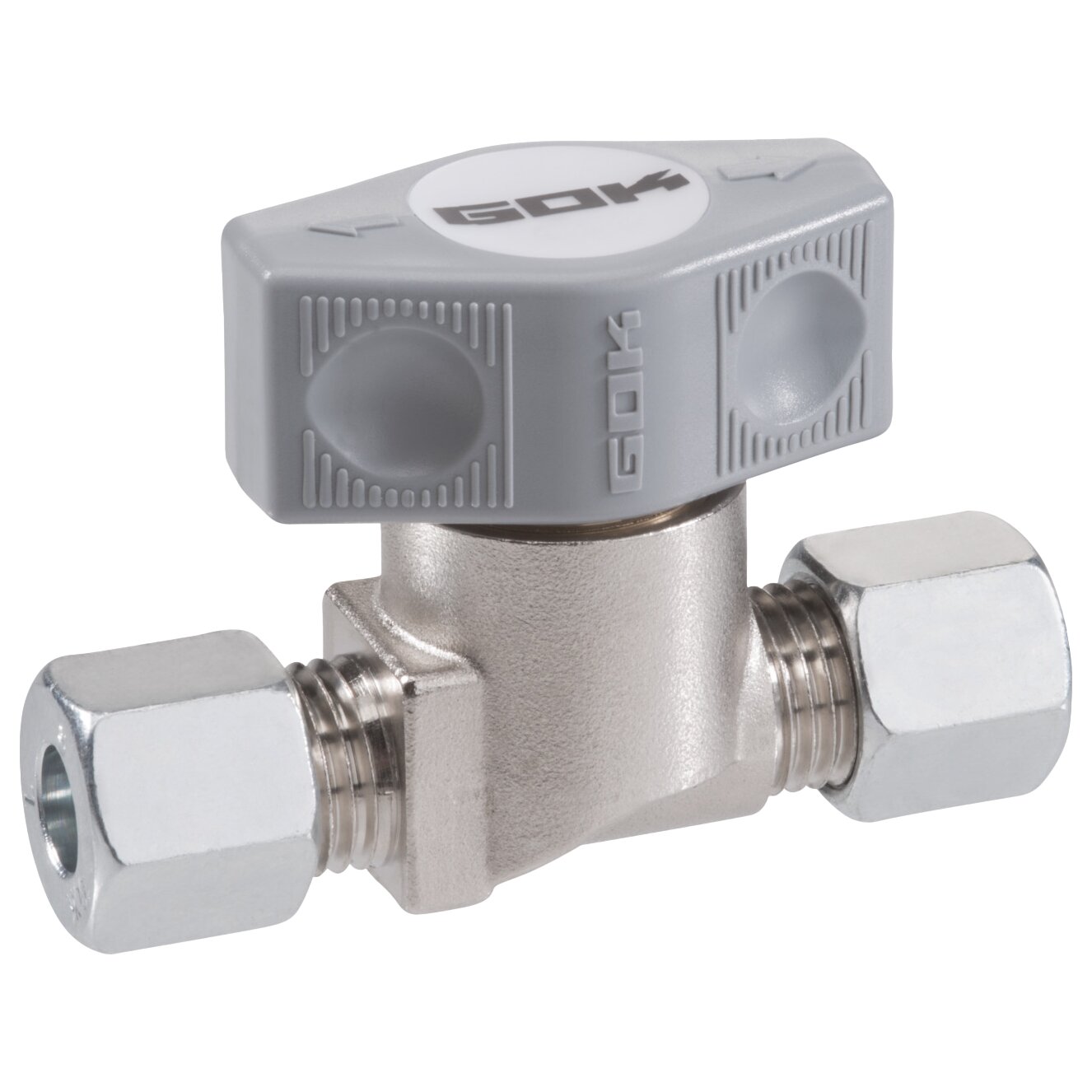 Drehgriff-SSV mit Sicherheitsabsperrventil vernickelt, bds. RVS 10