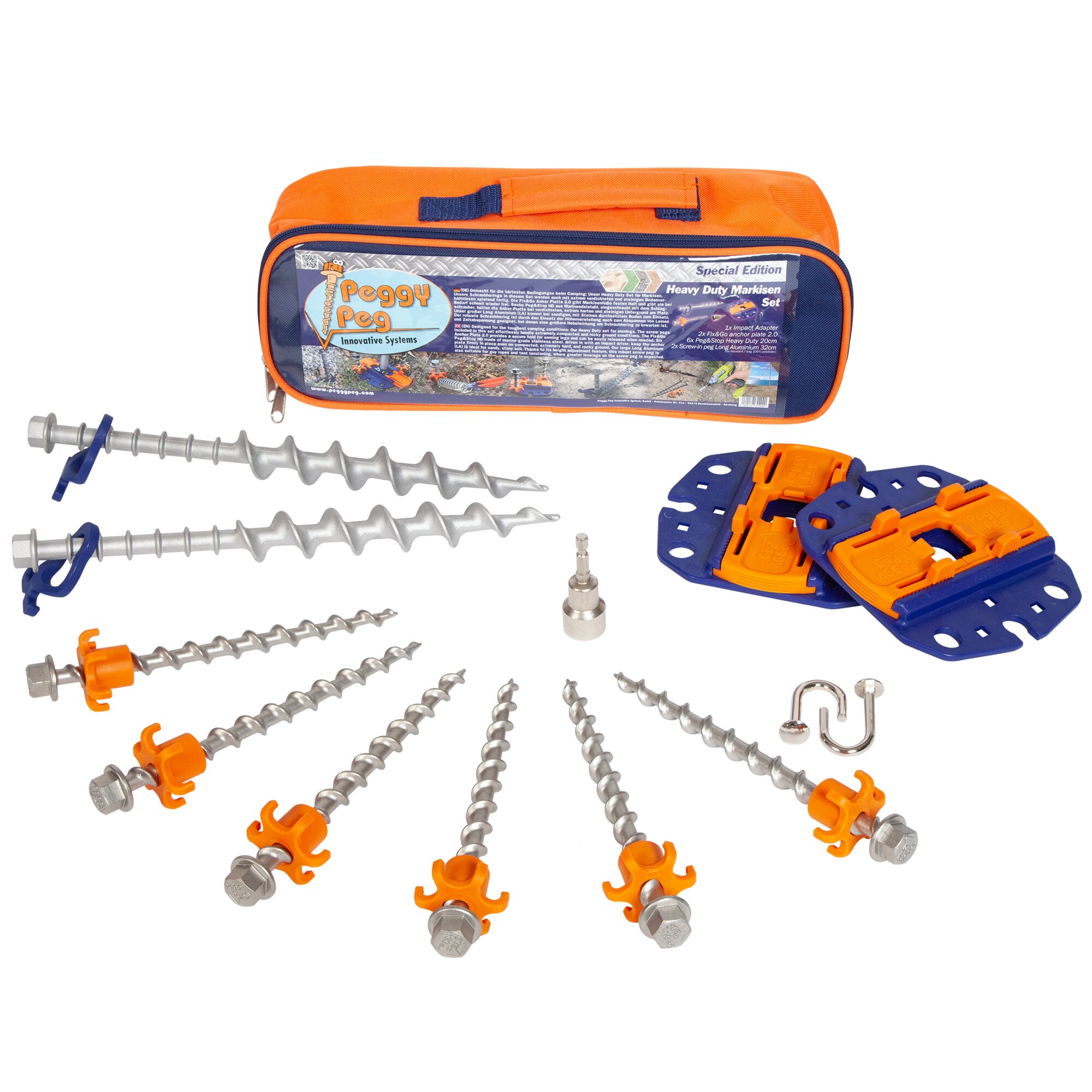 Markisen Set HP Heavy Duty, Schraubheringe inkl. Tasche