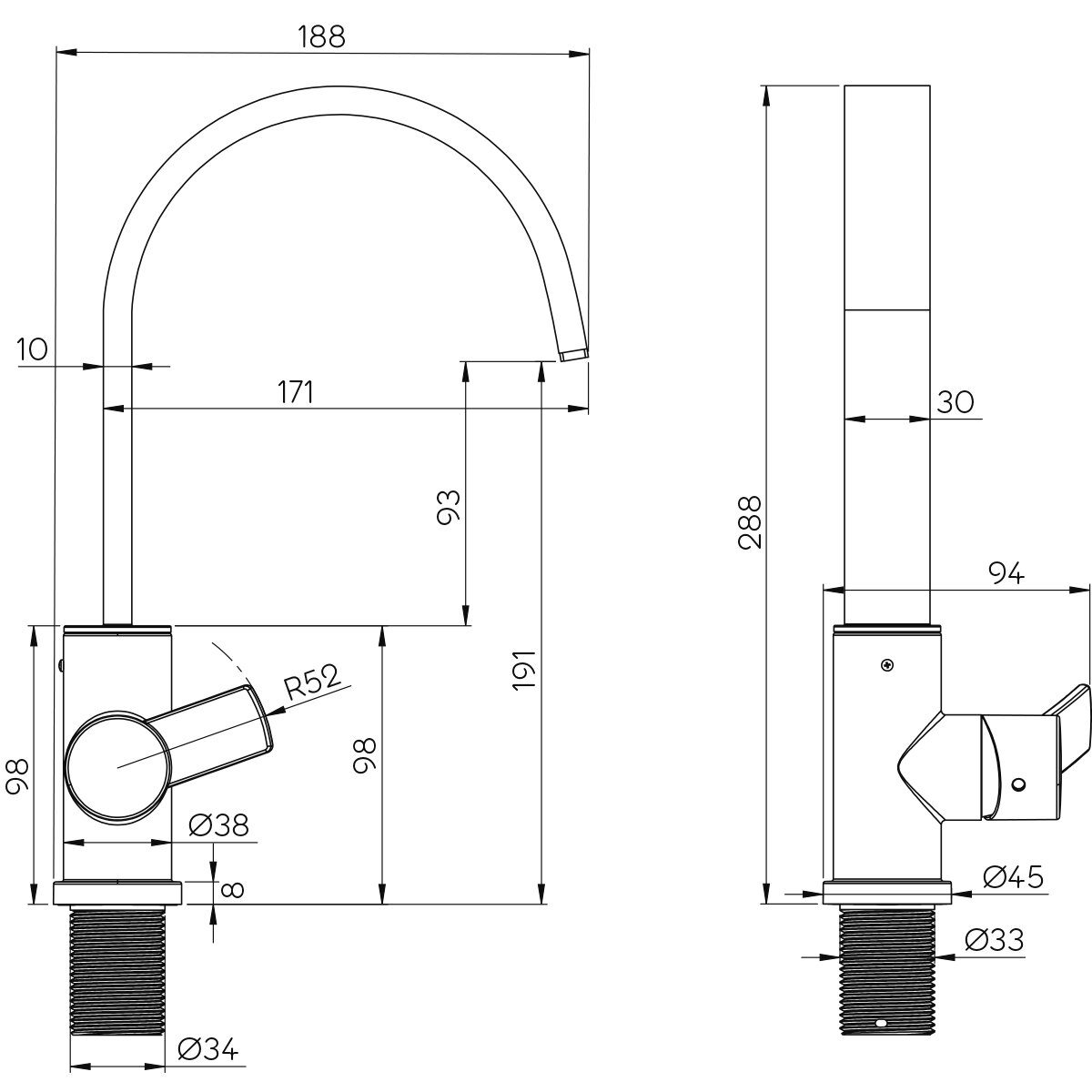 Einhebelmischer Keramik Contur S90
