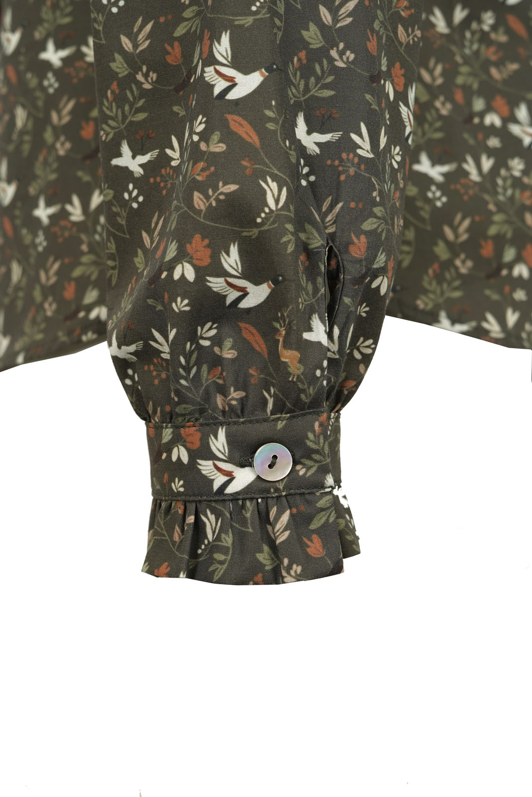 Jagdhund Bluse mit Rüschen für Damen
