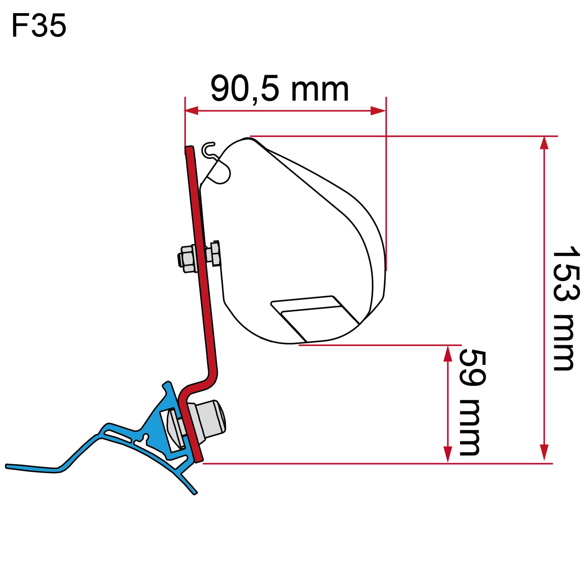 Markisenadapter Kit Stellantis (PSA) mit Westfalia Schiene für F35, F43, F45, F45s