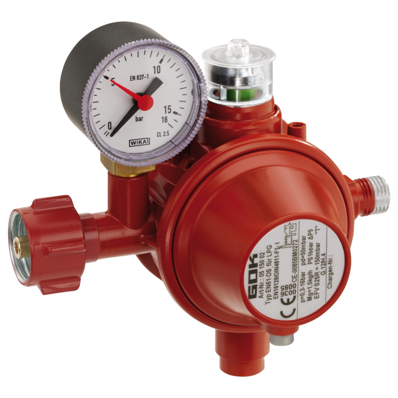 Gasregler 1,5 kg/h, KLF x G1/4LH-KN TAE UEDS SBS Man