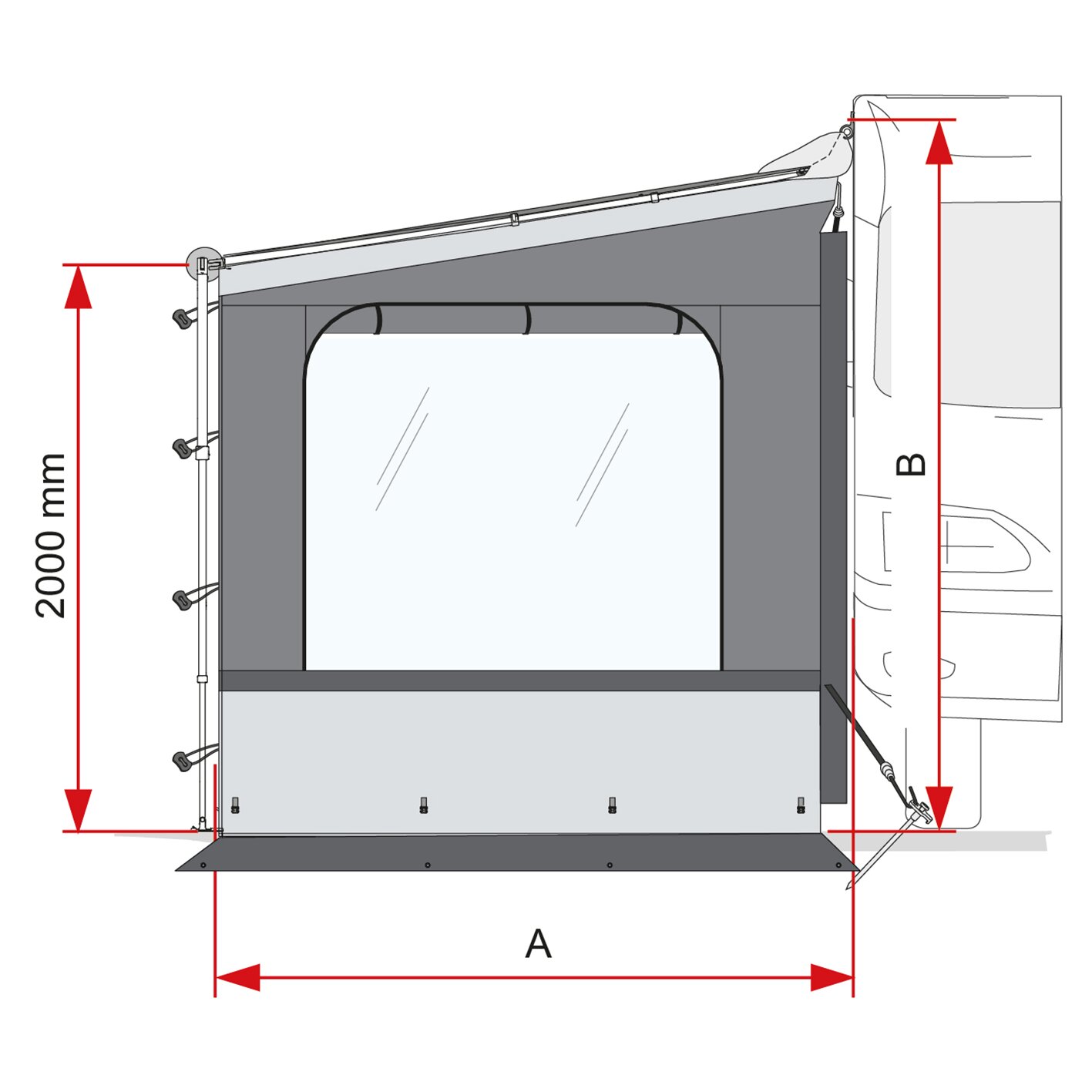 Seitenwand Side W Pro Shade CaravanStore XL, rechts