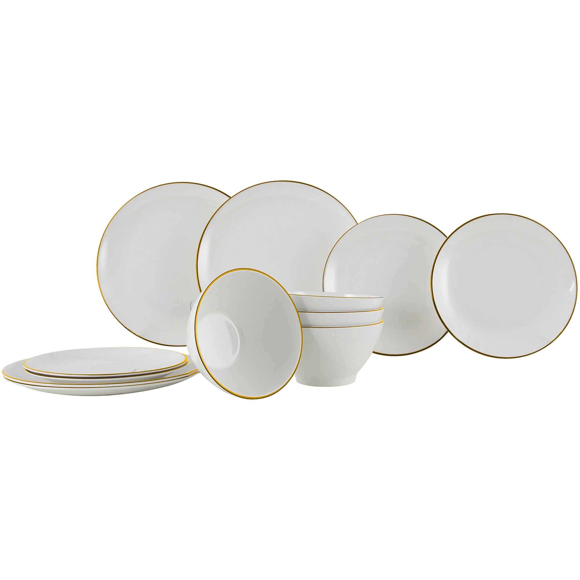 Geschirrset Linea Line, gold