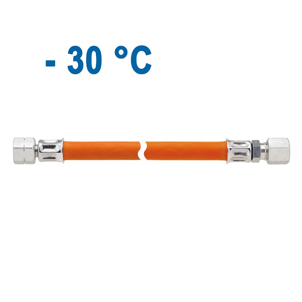 Mitteldruck-Schlauchleitung 10 bar, G 1/4 LH-ÜM x RVS 10, 450 mm