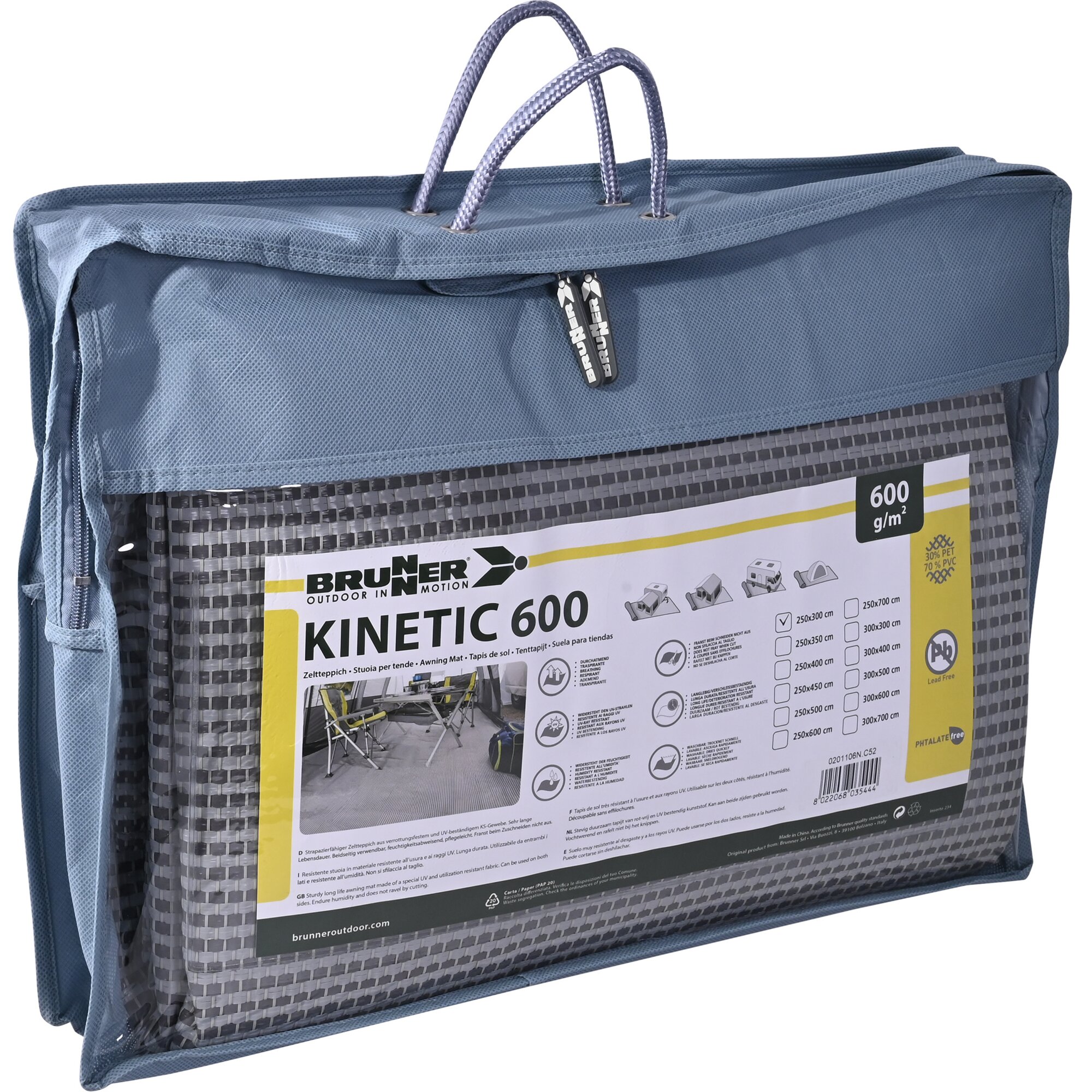 Zeltteppich Kinetic, blau, 2,50 m, 5 m