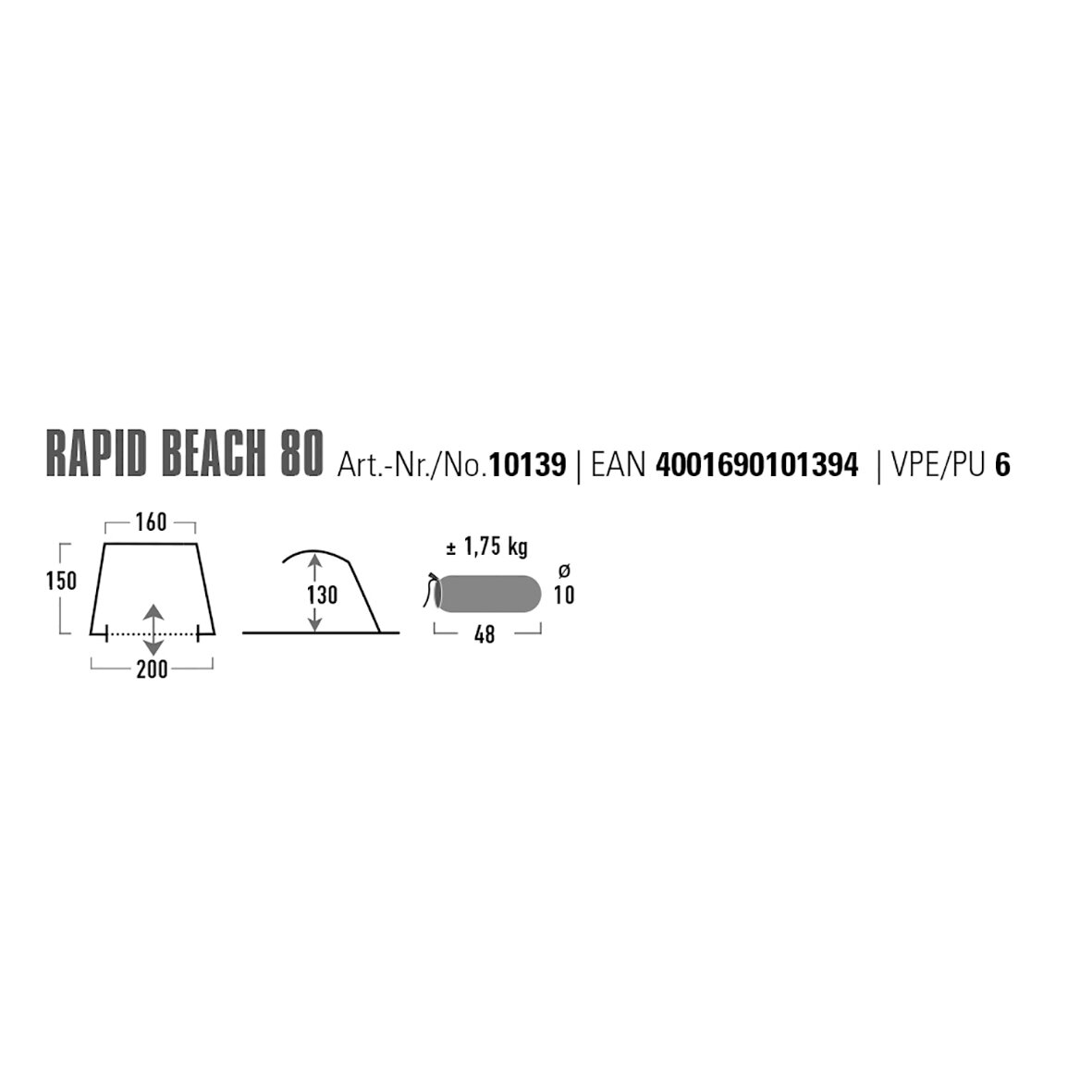 Strandmuschel Rapid Beach 80