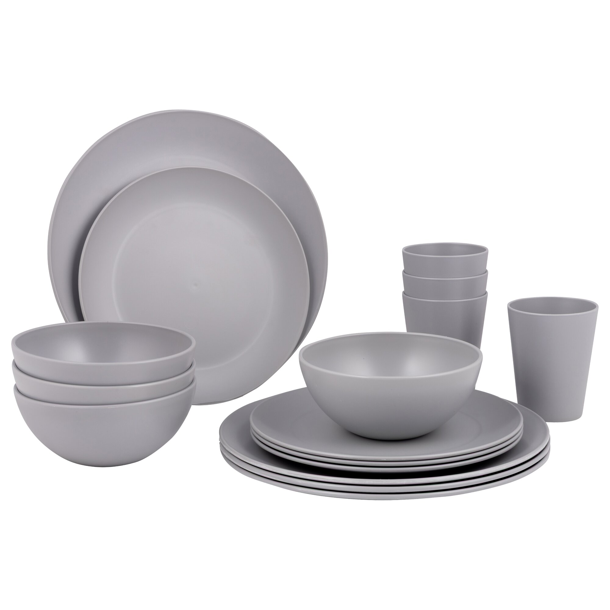 Geschirrset Renew, 16-teilig, grau