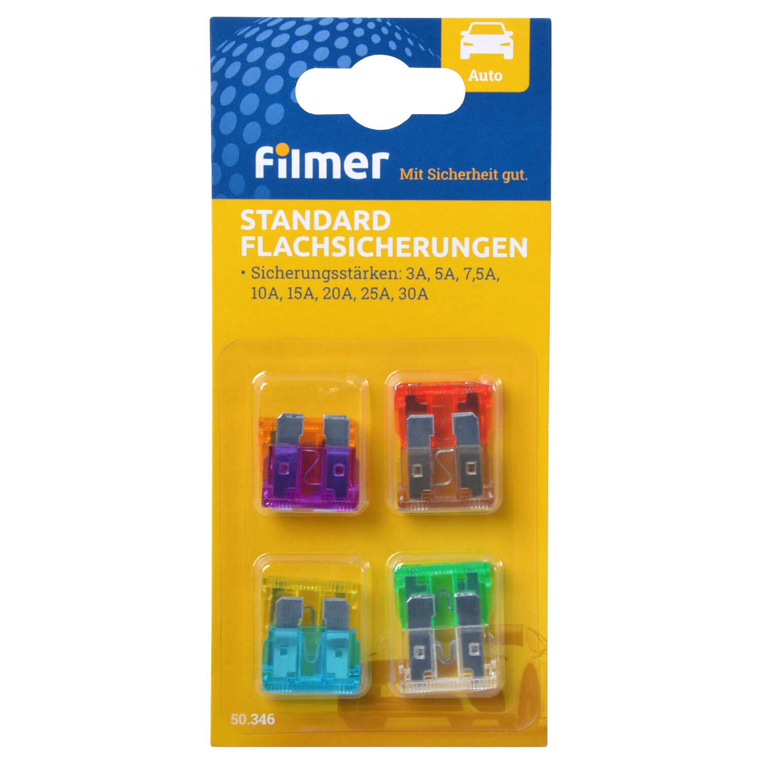 Flachsicherungen Standard 8-teilig; 3/5/7,5/10/15/20/25/30 A