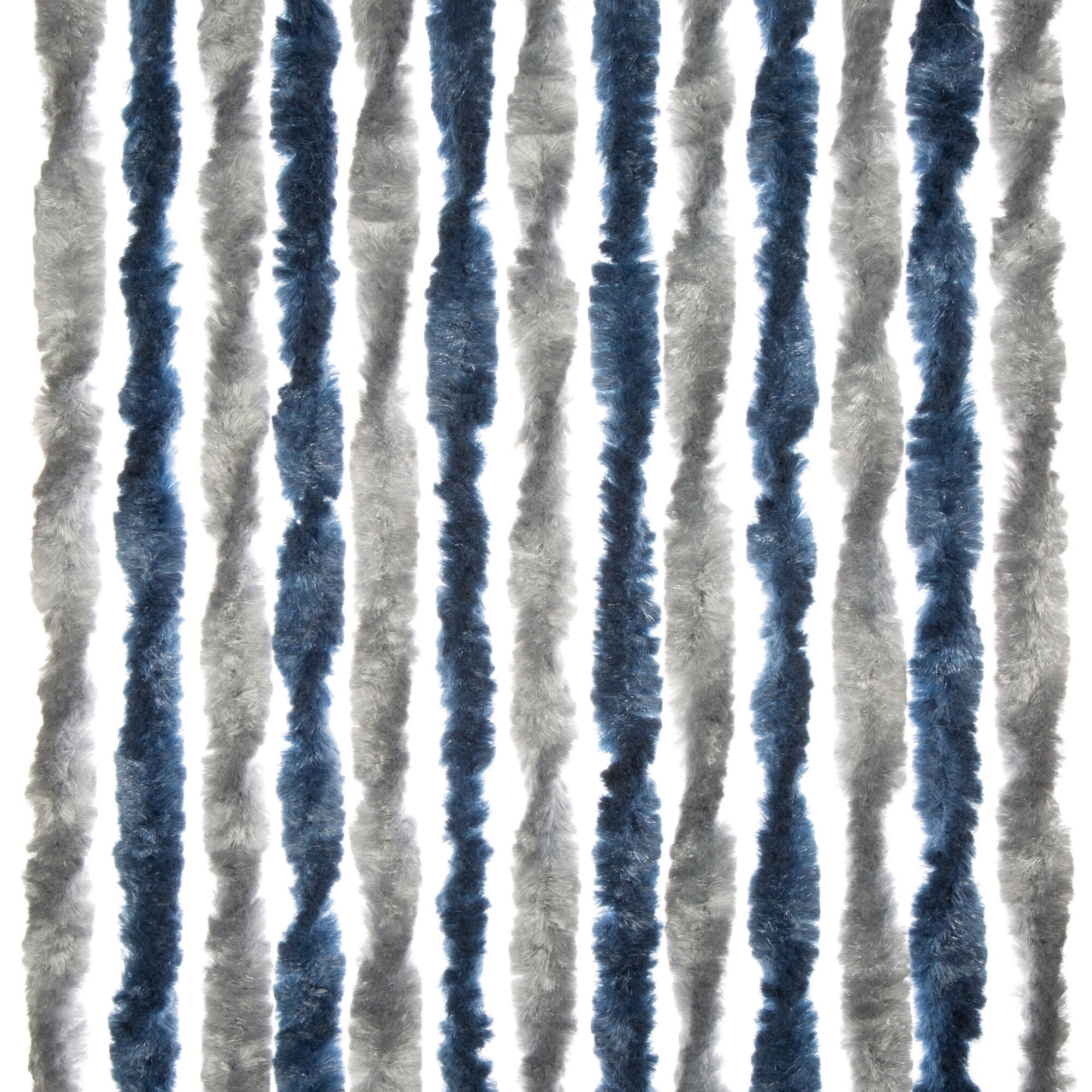 Flauschvorhang 100 cm breit, blau/silber