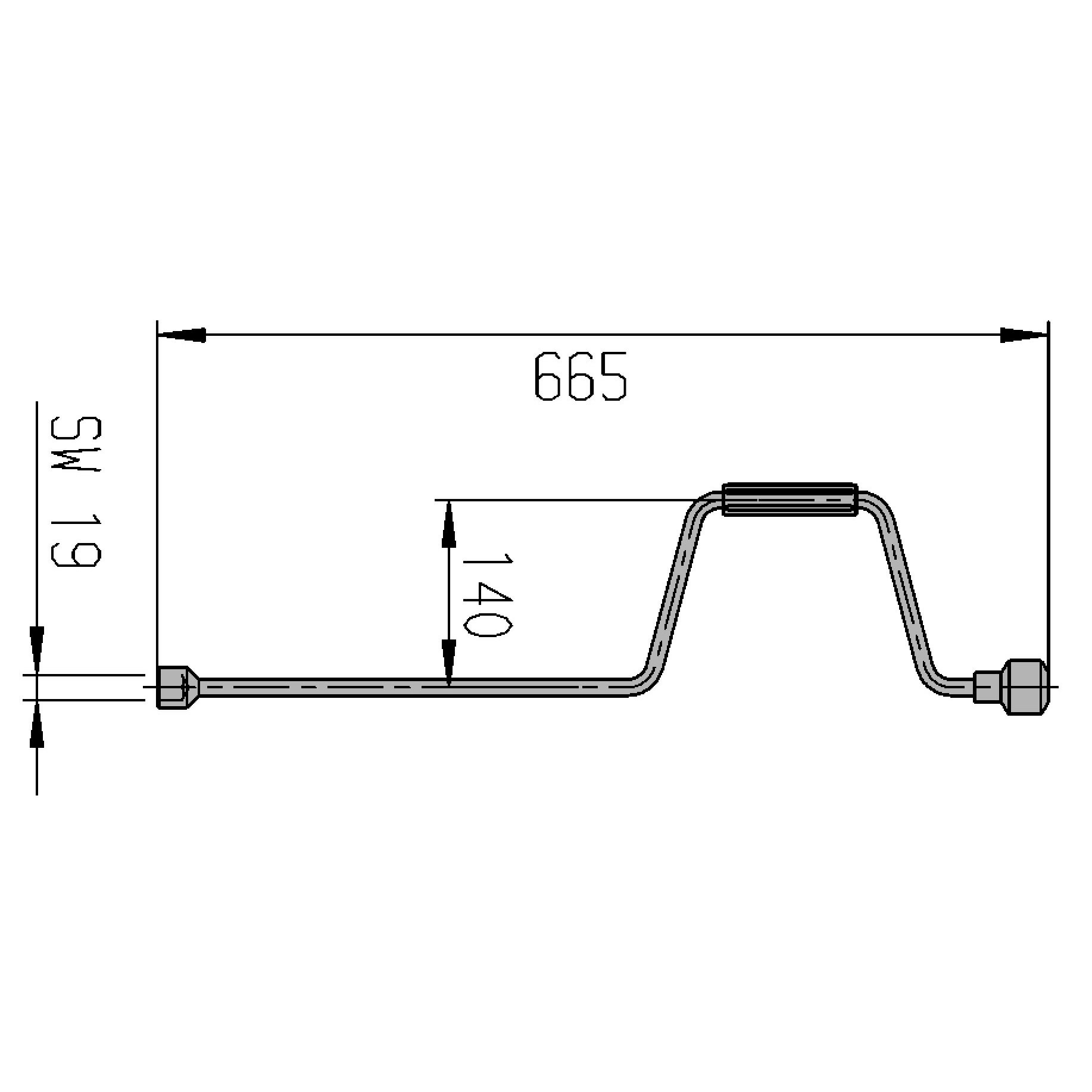 Handkurbel, 760 mm