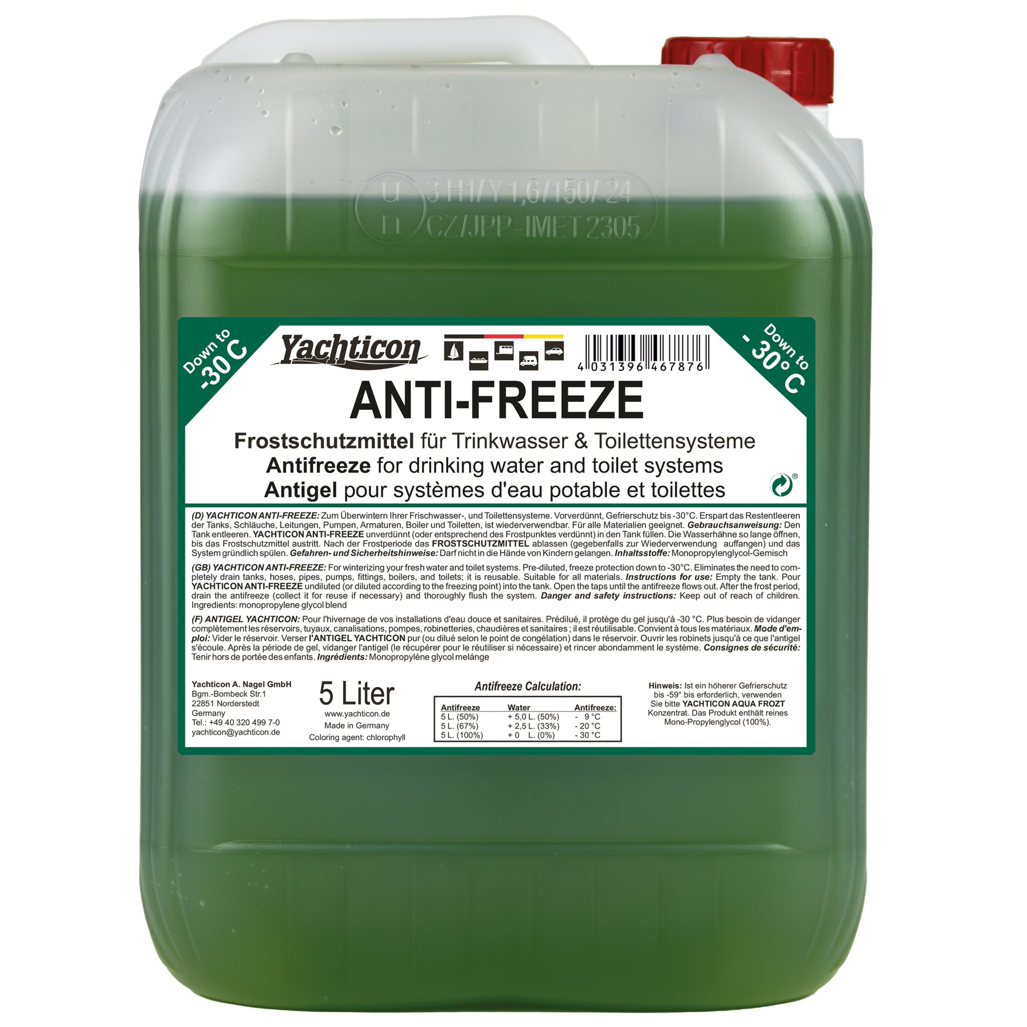 Frostschutzmittel Organic Anti-Freeze für Trinkwasser- und Toilettensysteme 5 l