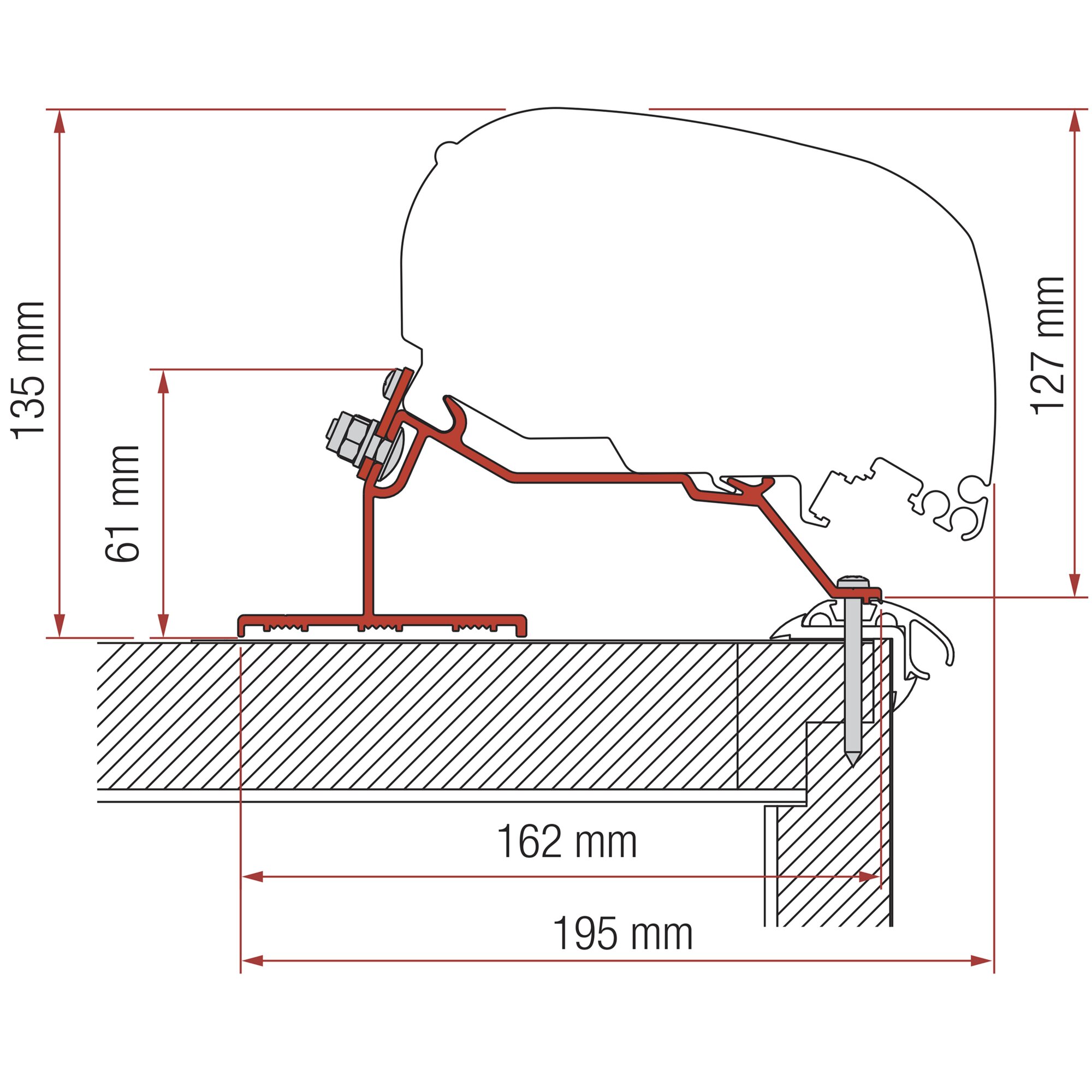 Markisenadapter Caravan Roof, 600 cm