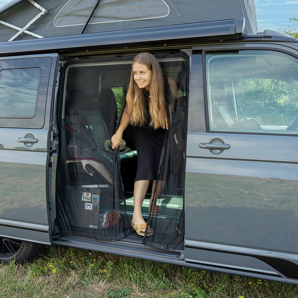 Moskitonetz Schiebetür für VW T5/T6/T6.1, schwarz