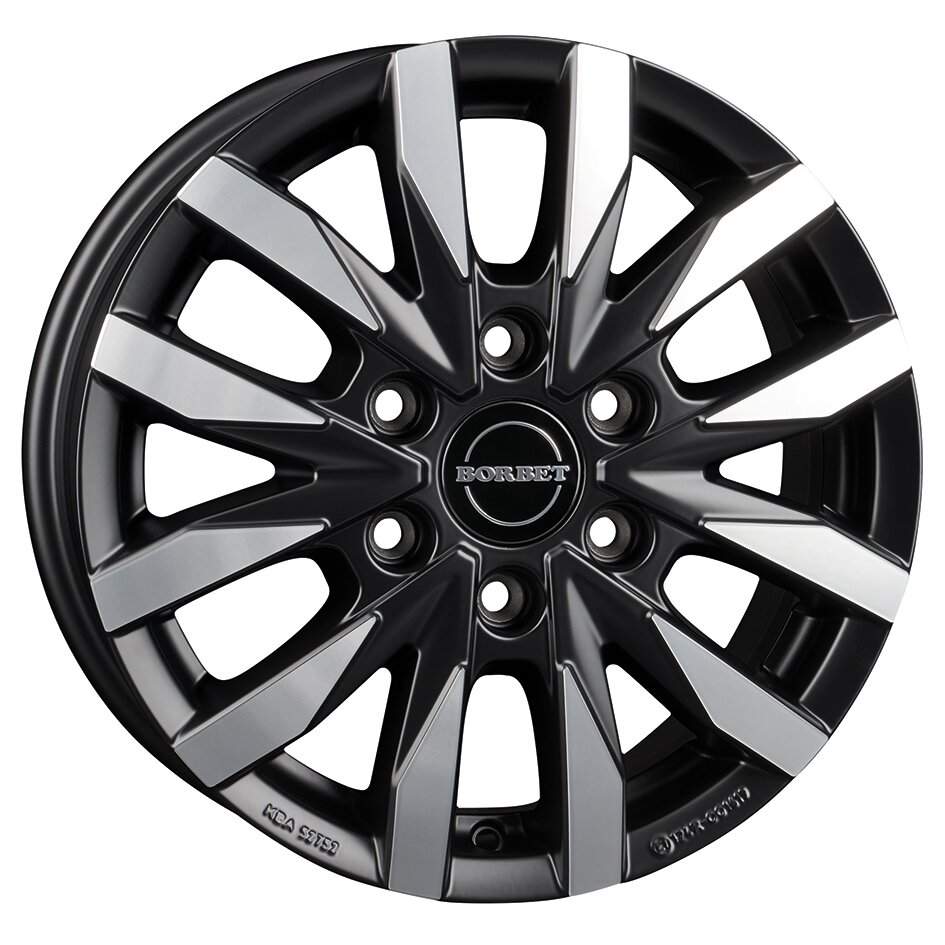 Aluminiumfelge CW6 für MB Sprinter mit Front-/Heck Antrieb, 1350 kg, black polished matt, 6,5 x 16"