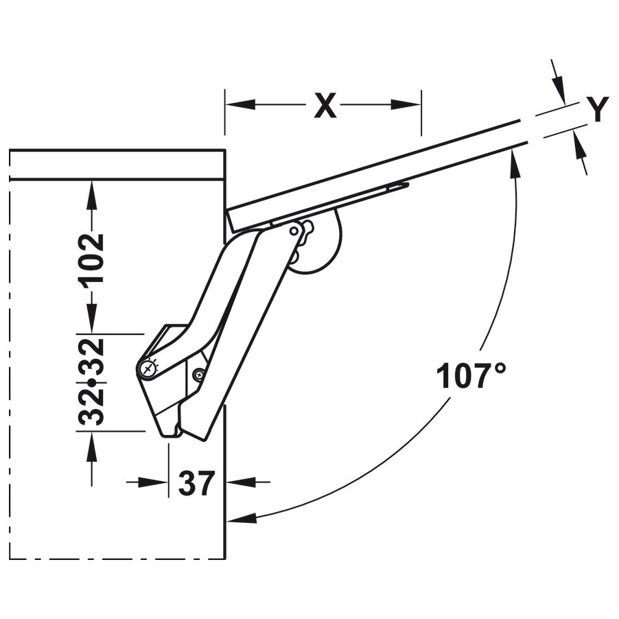 Hochklappbeschlag Free space 1.11, für Klappengewicht ≤ 4,3 kg