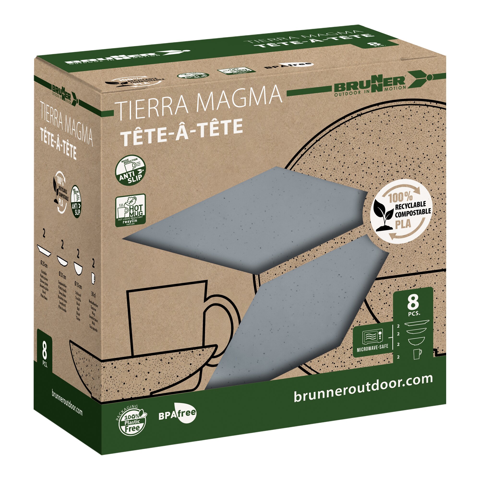 Geschirrset Tête-à-Tête Tierra, Magma