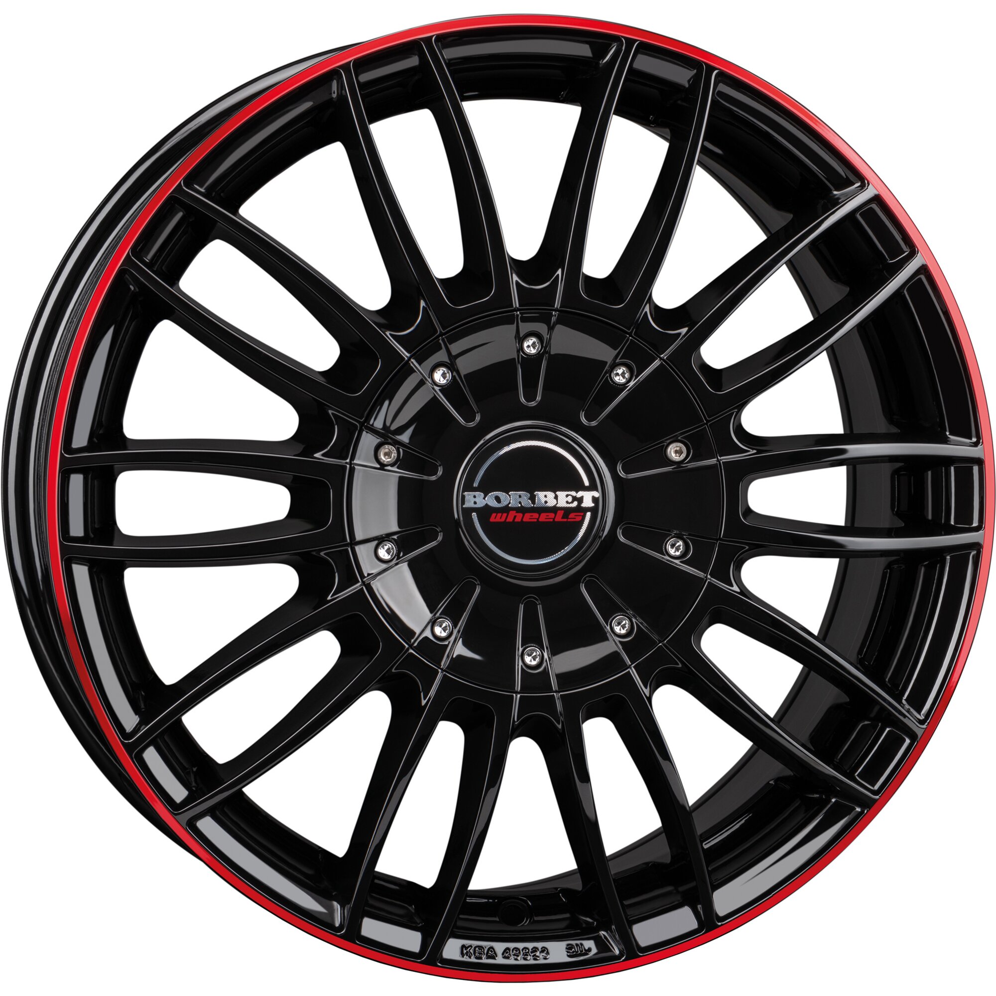 Aluminiumfelge CW3 für Fiat Ducato mit Heavy-Chassis, 1350 kg, black glossy red ring, 7,5 x 18"