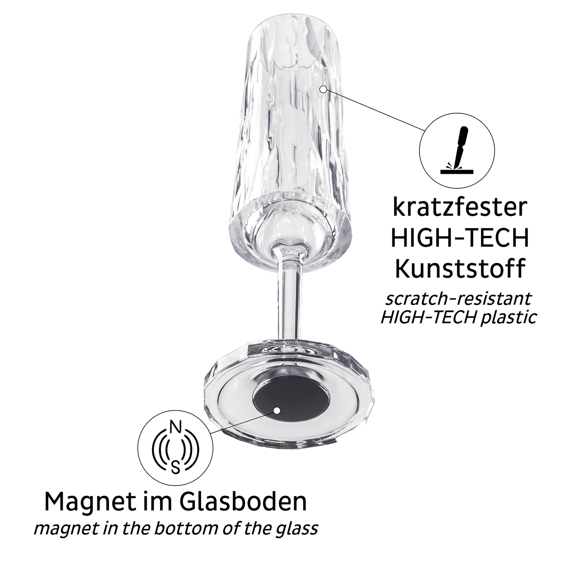 Magnet-Kunststoffgläser, Sektglas