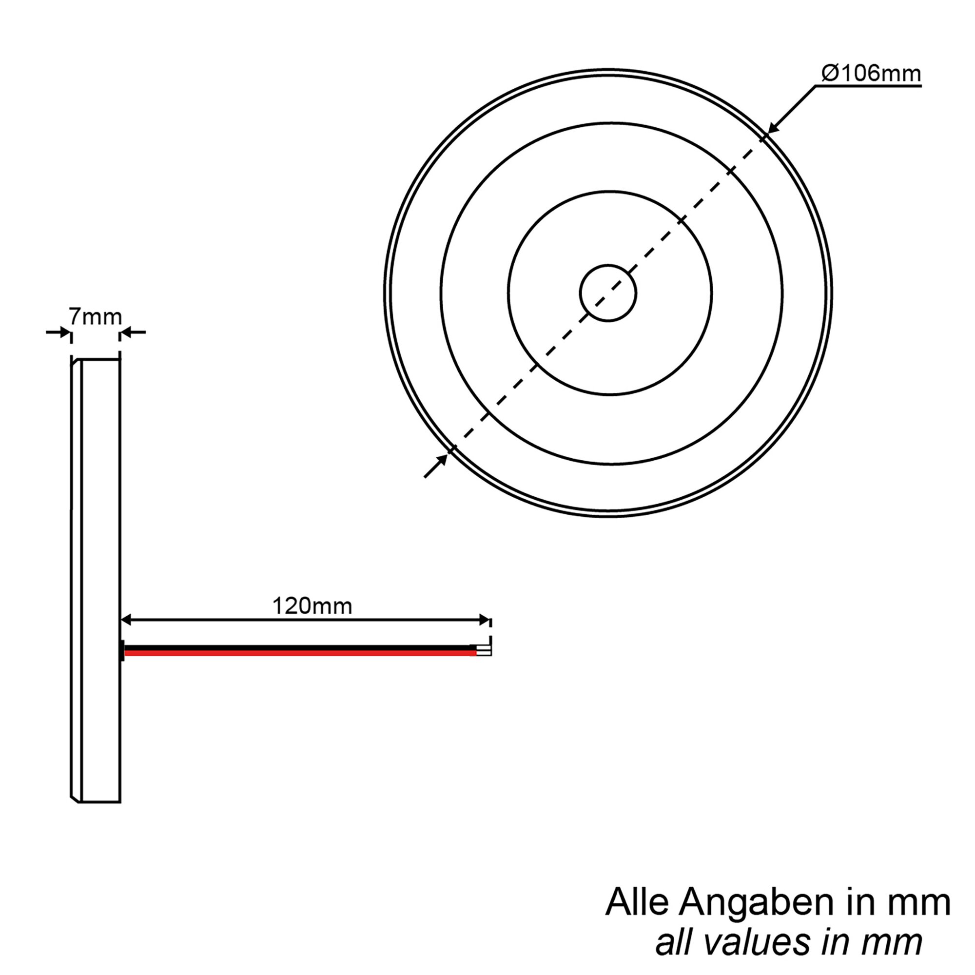 Aufbauleuchte mit Dimmschalter, 6,2 W, chrom, ø 106 mm