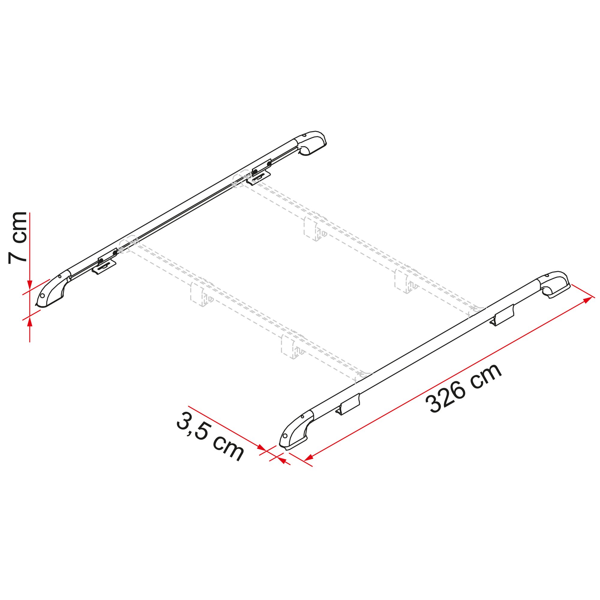 Dachreling Roof Rail, Länge 326 cm