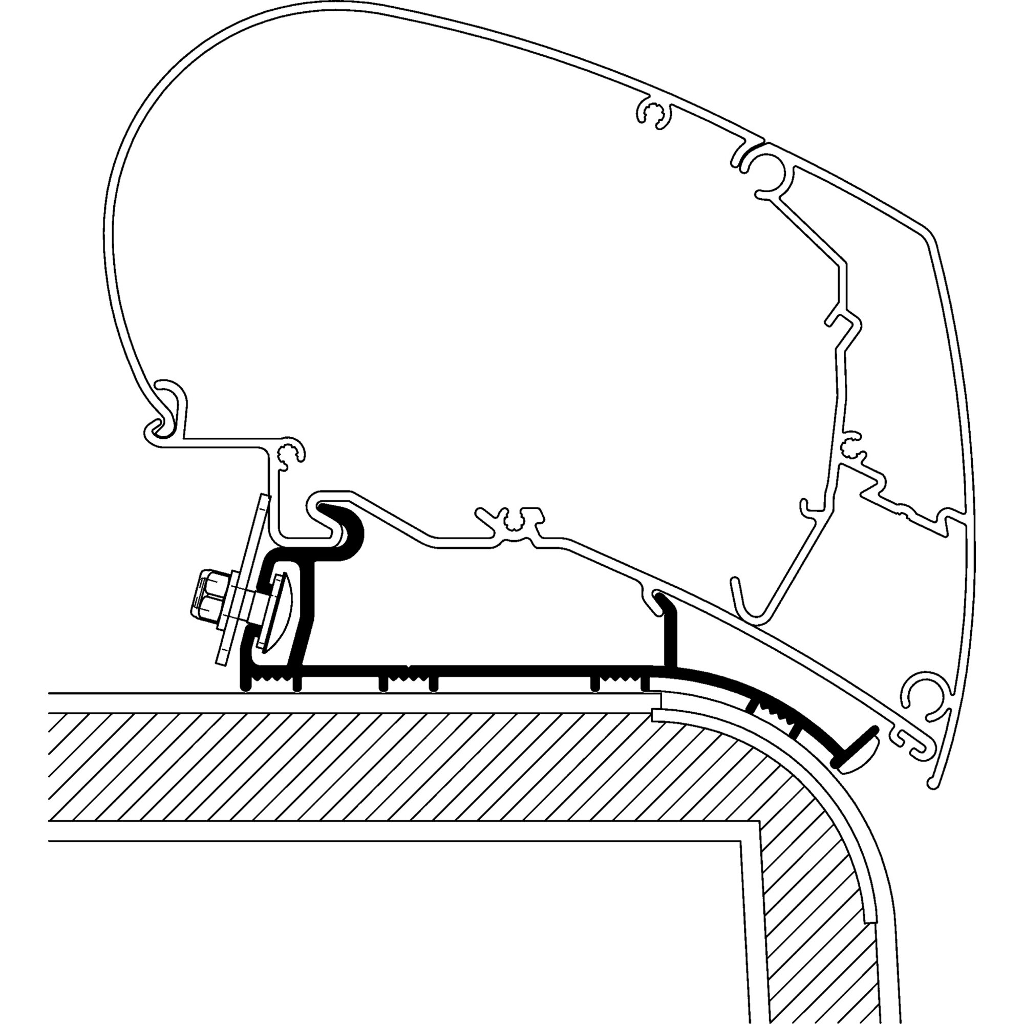 Roof Adapter für Eriba Nova Wohnwagen 2013 zu TO Serie 6 und 9, 3,50 m