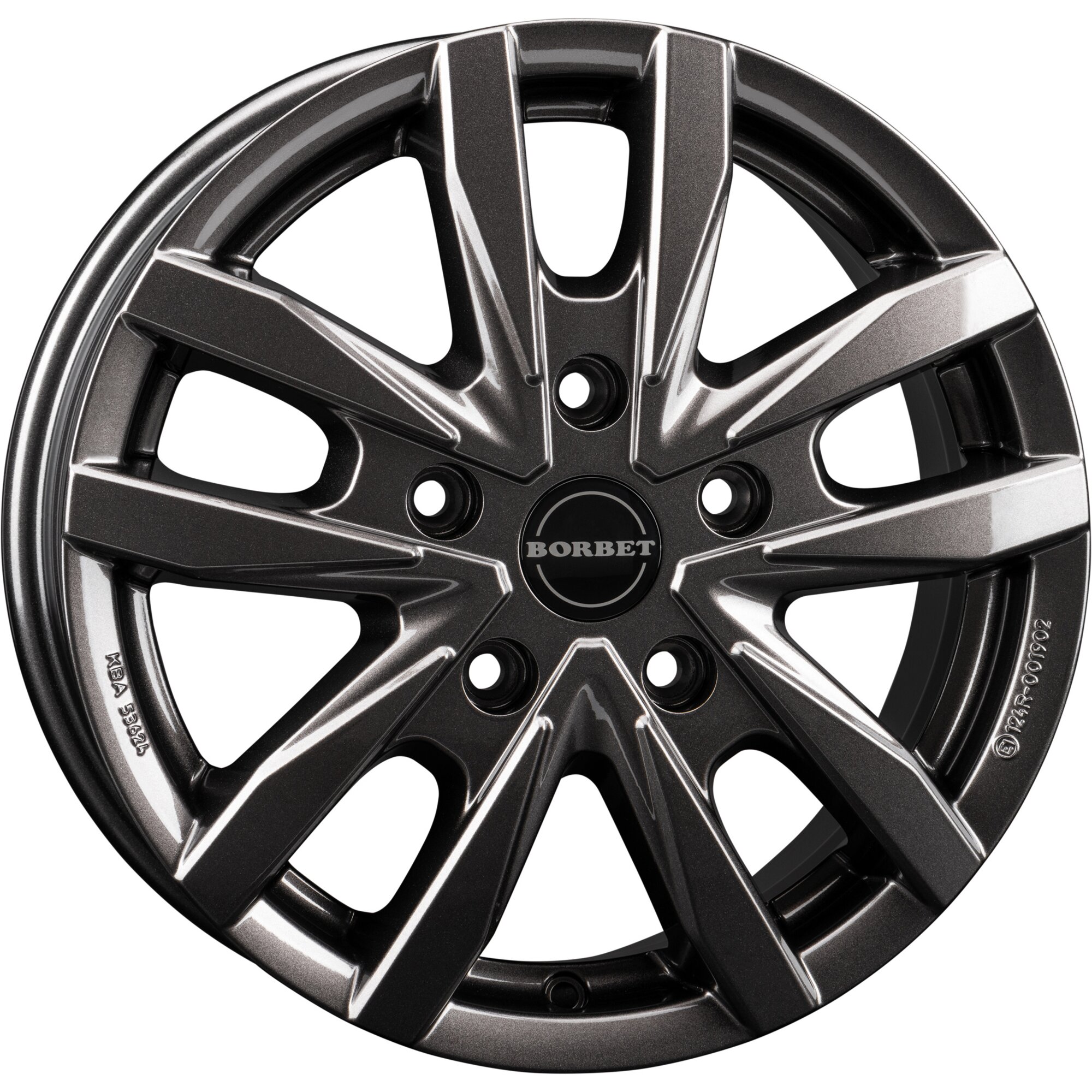 Aluminiumfelge CW5 für MAN TGE, VW Crafter ab Baujahr 2017, mistral anthracite glossy, 6,5 x 16"