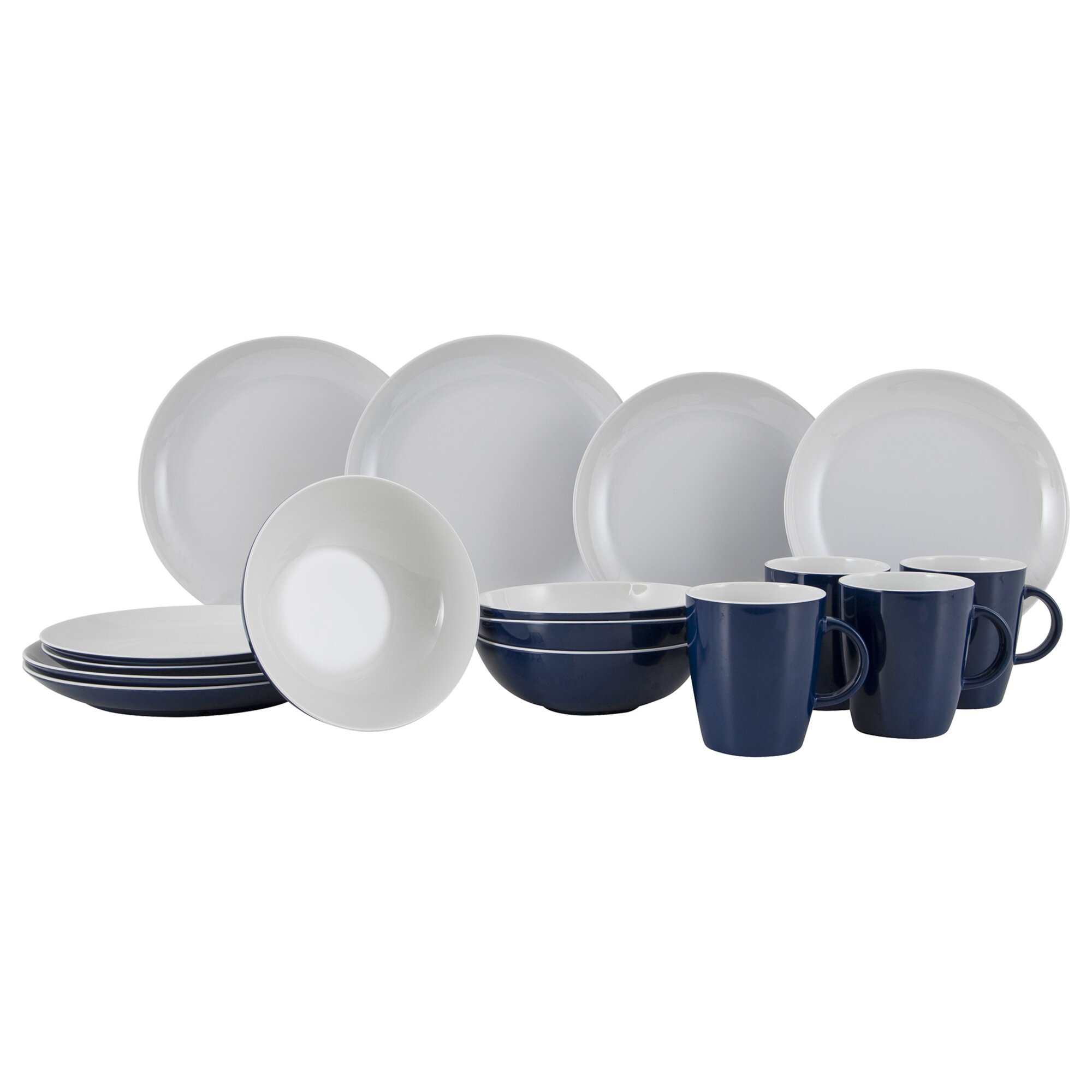Geschirrset Solid Line, blau