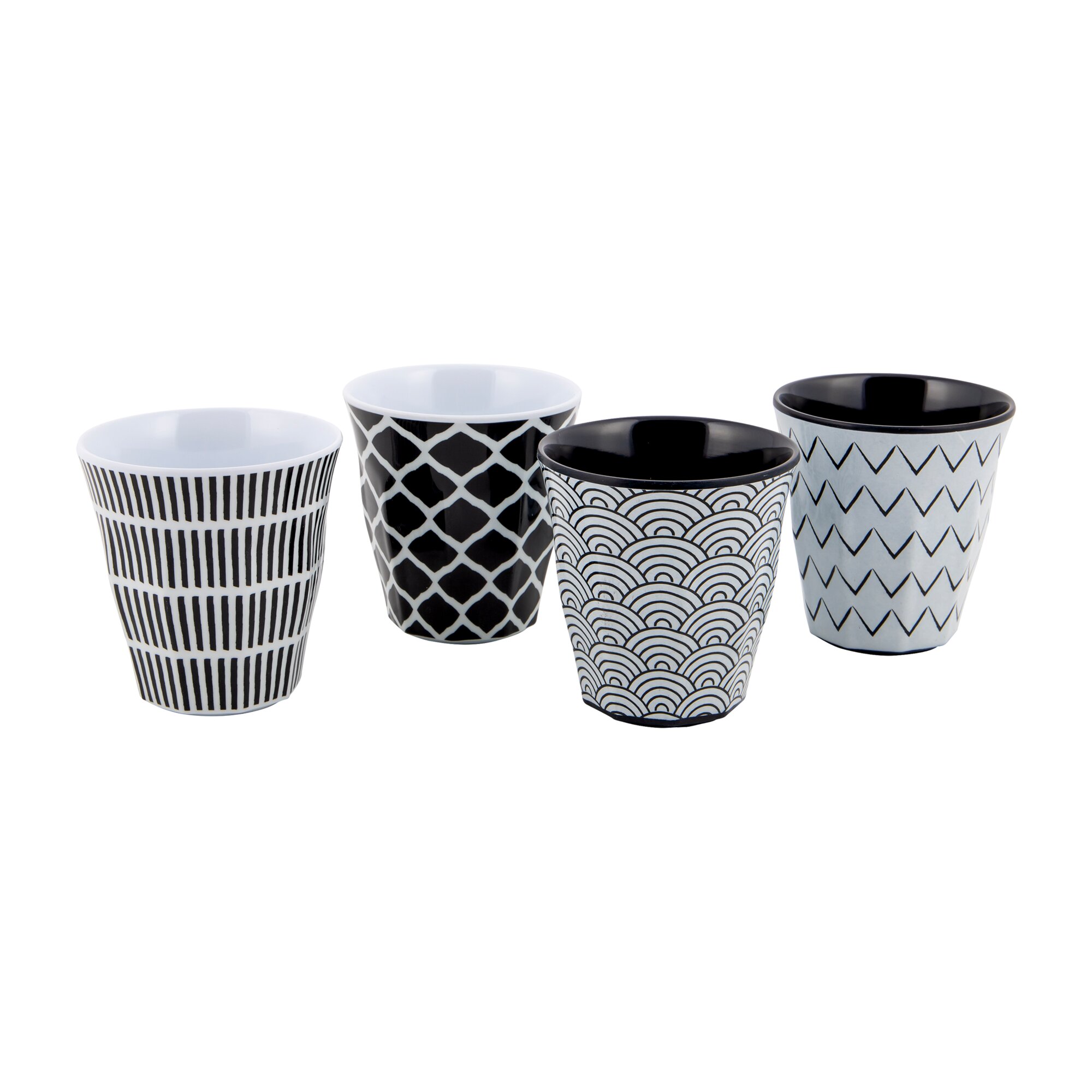 Geschirrserie Mix & Match, 16-teilig, schwarz/weiß