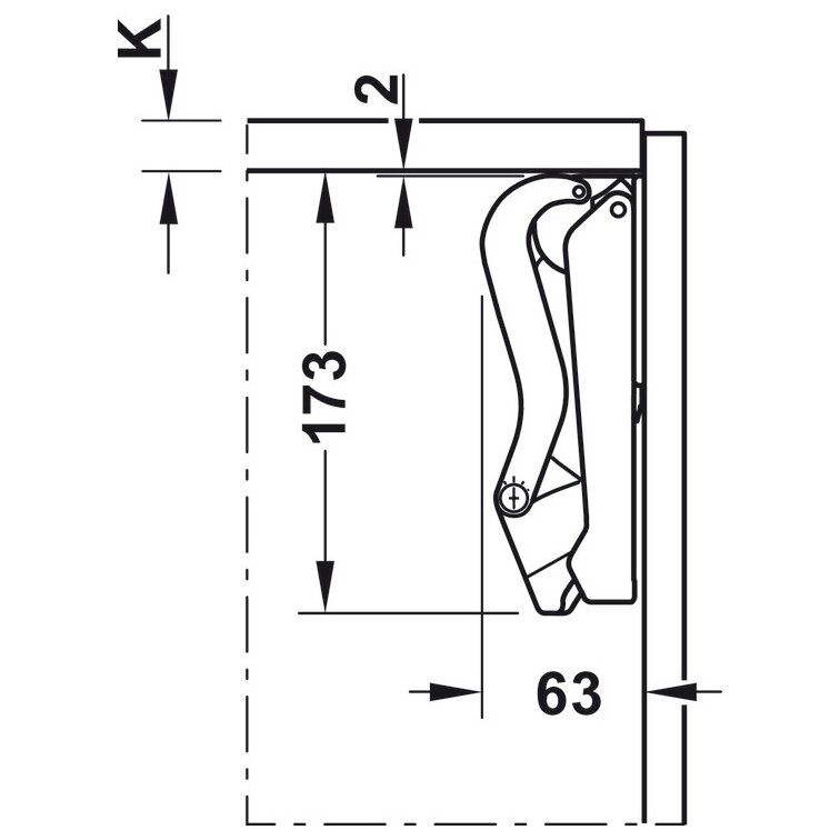 Hochklappbeschlag Free space 1.11, für Klappengewicht ≤ 4,3 kg