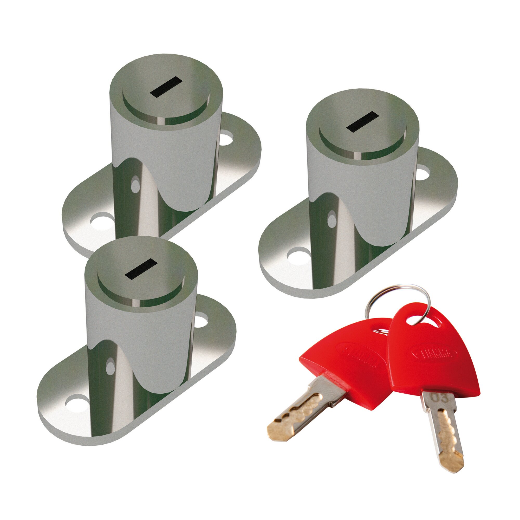 Ersatzschloss "One Key System" 3 Schlösser mit 2 Schlüsseln