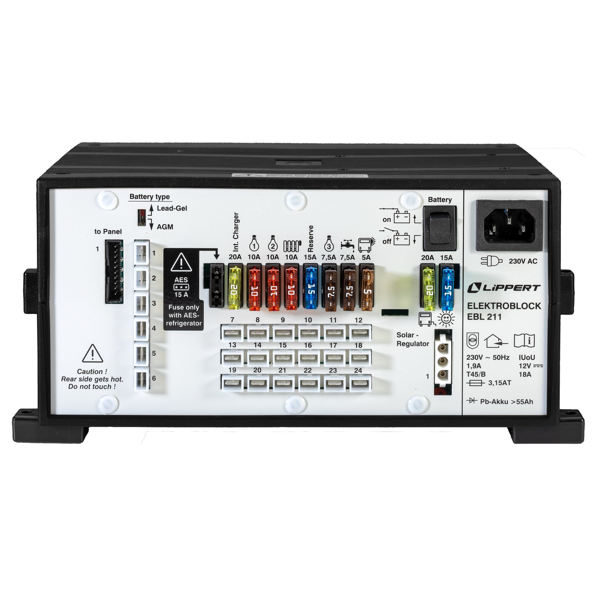 Elektroblock mit Kontrolltafel