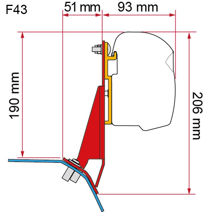 Markisenadapter Kit Ford Custom V710, links für F43, F45, F45s