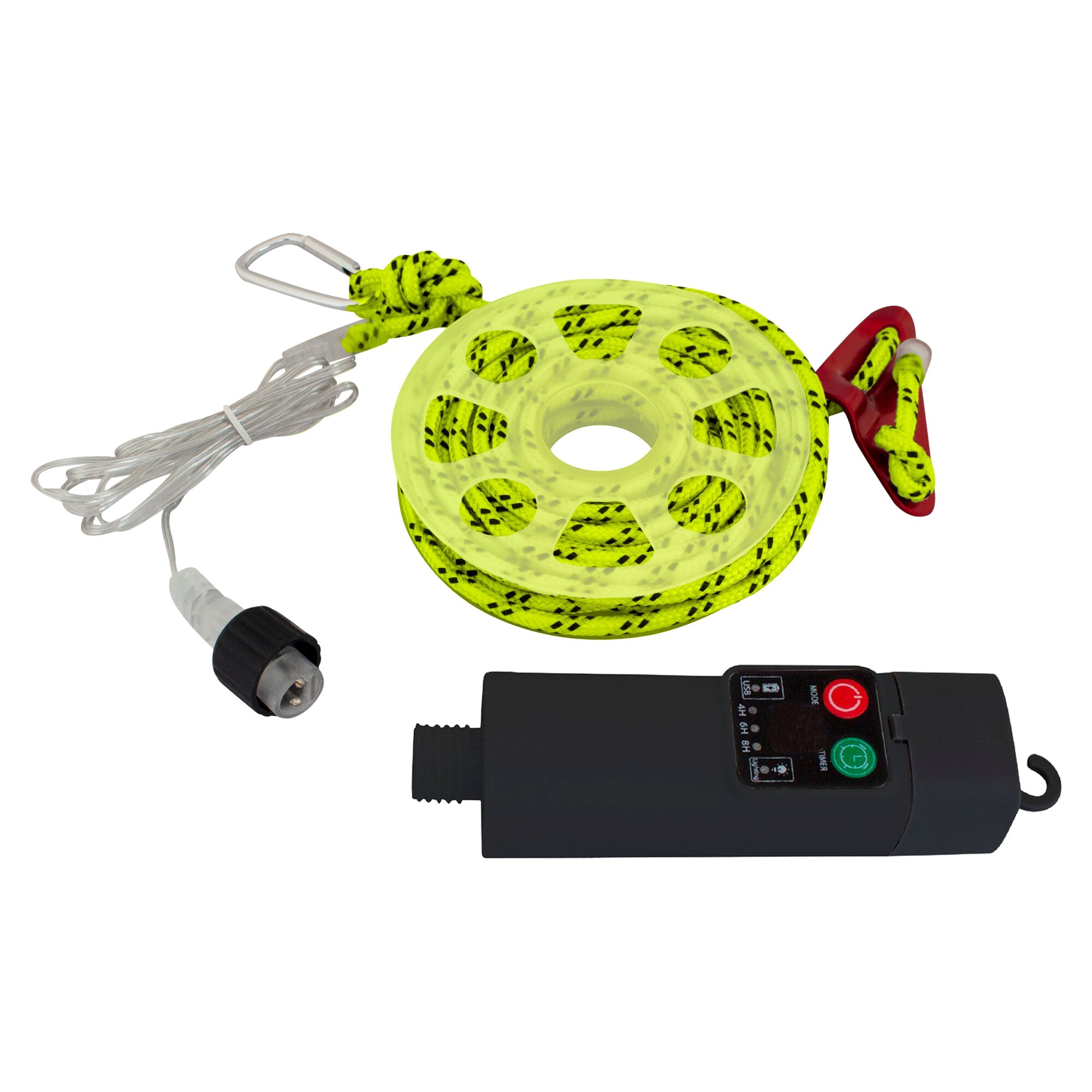 Abspannleine mit integrierter LED-Beleuchtung gelb