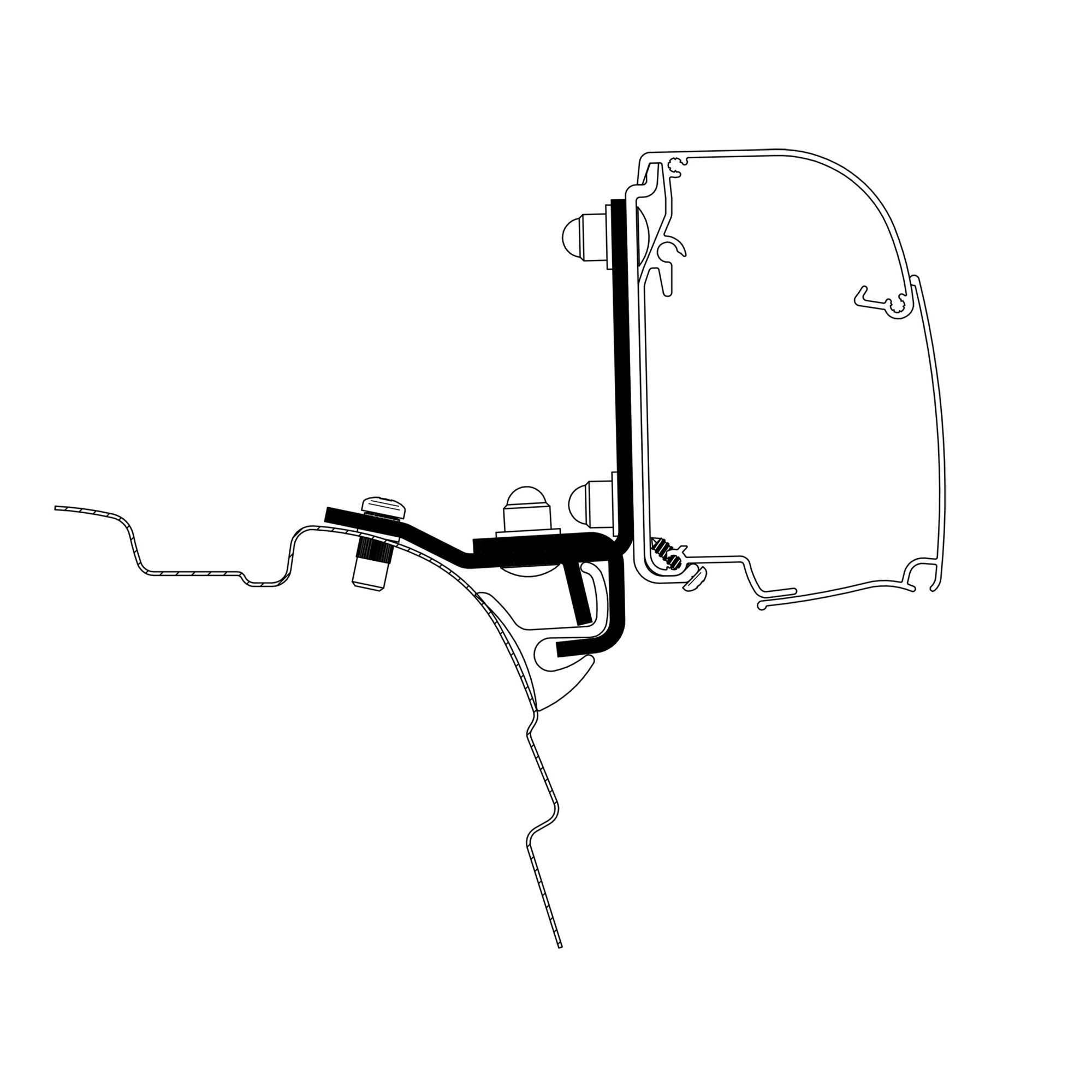 Adapter VW T5 / T6 mit Brandrup Top-Rail für Thule 4200