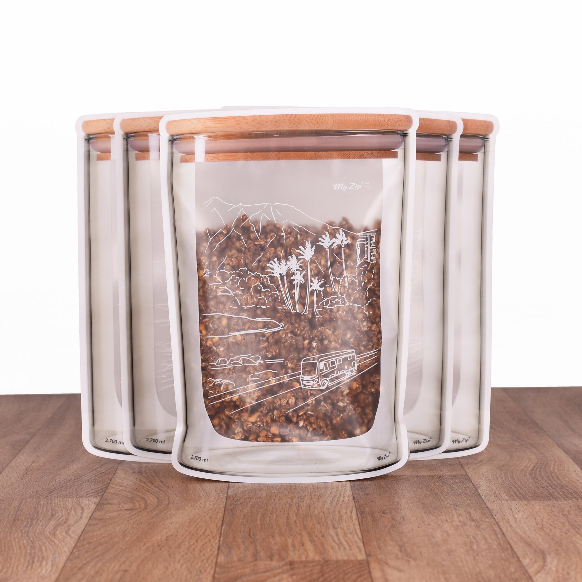 Aufbewahrungsbeutel Camping, 5-tlg. Set, Gr. XL – 2,7 l