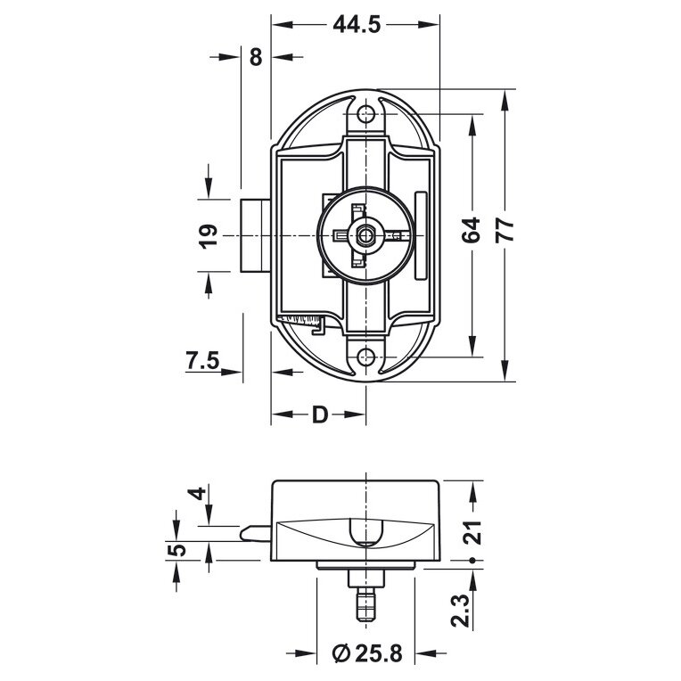 Schloss Push-Lock, braun